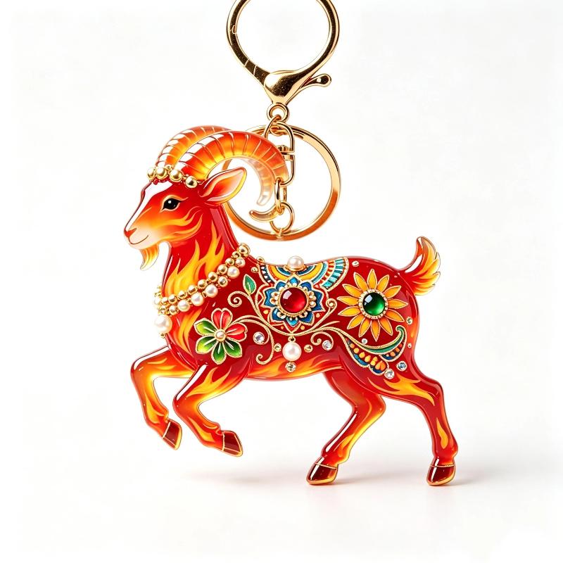 1Pcs Acrylic Sheep Keychain Hanging Ornament Cute Animal 2D Flat Goat Pendant For Goat Themed Party Decor Gifts