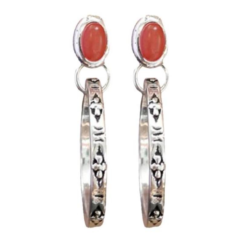 1 пара женских серег в стиле бохо, искусственная бирюза, винтажный стиль, ювелирные изделия, искусственный агат красный