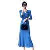 French Retro Knit Women’s Winter Slimming Over-the-Knee High-Waisted Dress