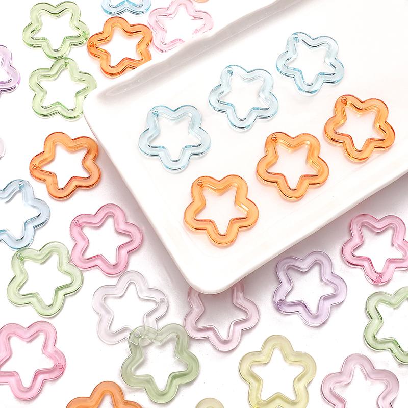 30mm 20pcs/bag Acrylic Transparent Five-Pointed Star Beads DIY Bracelet Necklace Earrings Jewelry Accessories