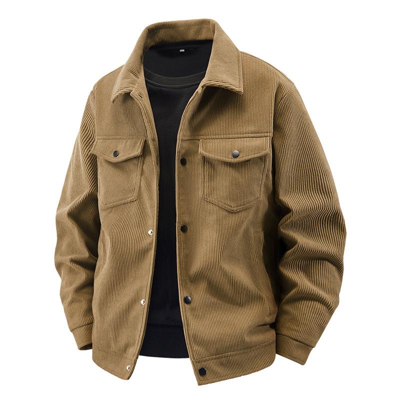 Spring and Autumn Jacket New Corduroy Japanese Retro Casual Joker Fashion Lapel Jacket.