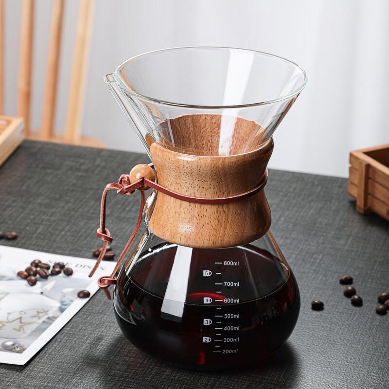 TLXT Glass Hand-Pour Coffee Server with Filter, 800ML