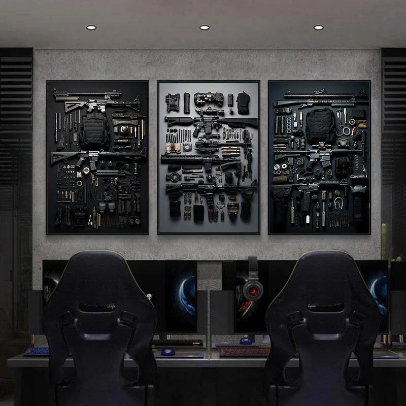 Wohnkultur Innen Gemälde Schusswaffen Leinwand Malerei M4 Waffe Poster für Wand Aufkleber Dekoration Gun Zubehör Zimmer Kunst