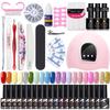 20 Colors Glitter Gel Nail Polish Set Shimmer UV Gel Nail Art Kit with Base and Top Coat NJ