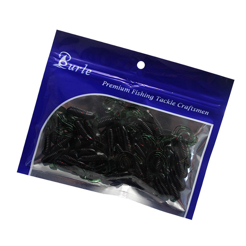 50 stk. Myke Fiske Sluk Twister Hale Agn 4cm 3D Øyne Lang Bølgete Hale Swimbaits Bass Fiske Sluk Agn Sjøørret Sluk