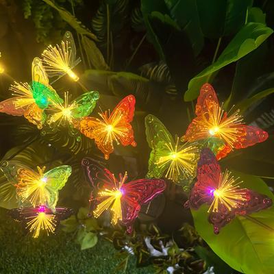 Solar Multicolor Fiber Optic Butterfly Garden Light - Decorative Lawn and Yard Insert Light