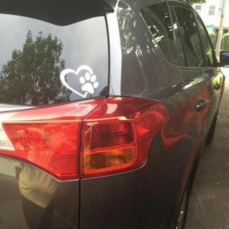 2 ks potisk tlapky mazlíčka s vinylovou samolepkou na auto s psí kočkou se srdcem na nárazník