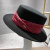Spring and Autumn Versatile Women's Retro Wool Flat Top Hat British Style Literary French Elegant Temperament Top Hat