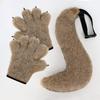 New Halloween gloves: wolf claw plush, realistic tail, warm gloves, animal tail cosplay Accessories and props