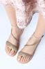 Kayra White Color Cross Stone Banded Women's Sandals