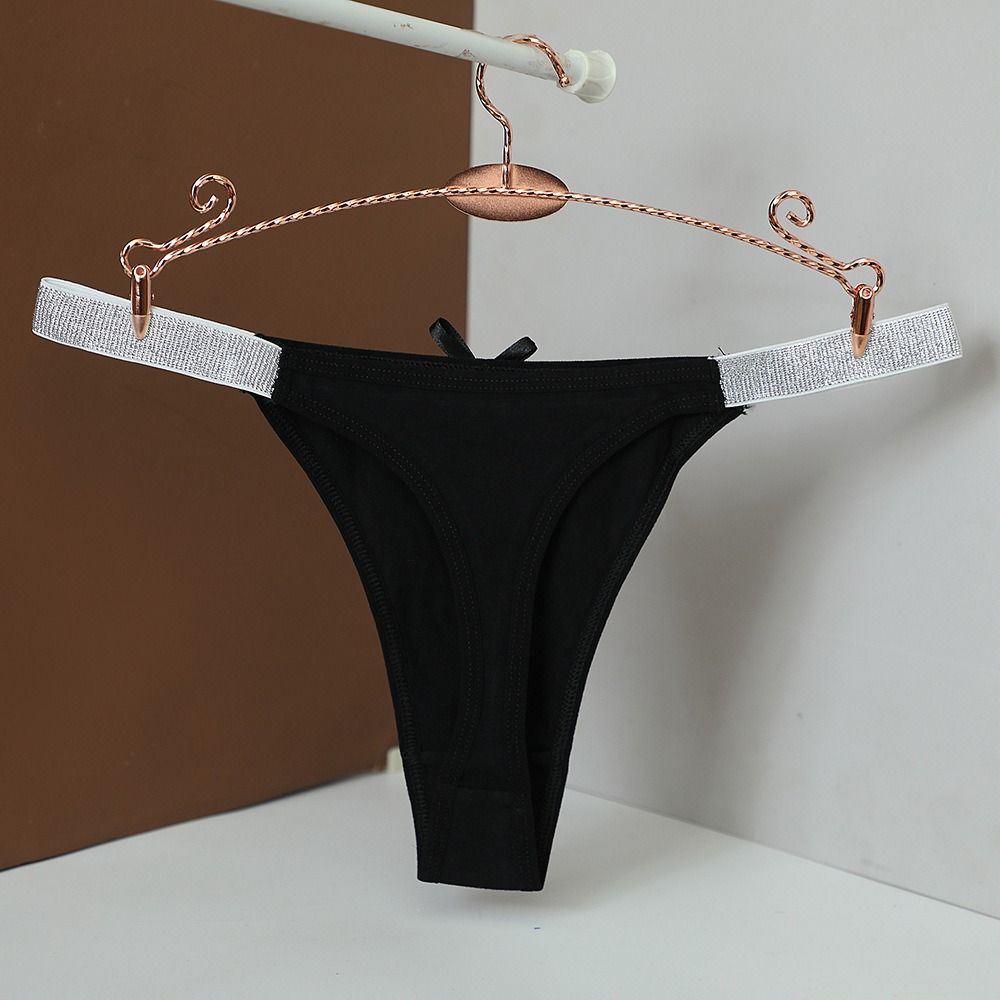 Silver Thin Belt Bowknot Panties Bow Cotton Thong Sweet Women's Briefs  Lingerie