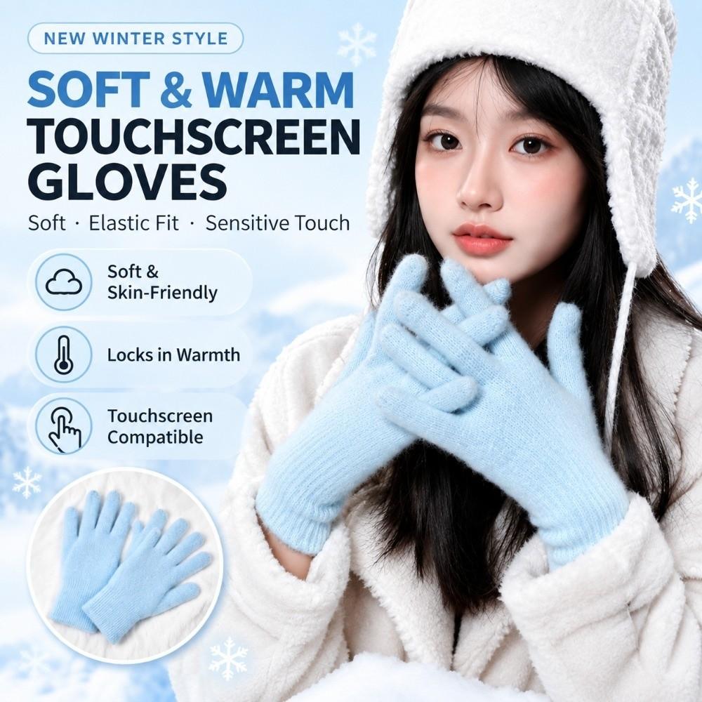 1 Pair Warm Insulation Knitted Glove Touchscreen Winter Glove Durable Warm Handwear Outdoor