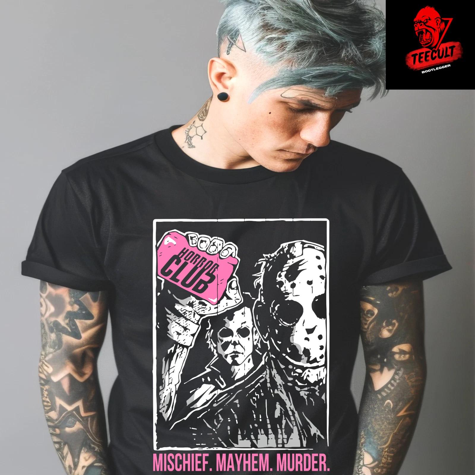 Men s and Women s T-shirts Horror Movie Fight Club Mischief Mayhem Murder Unisex Cotton L
