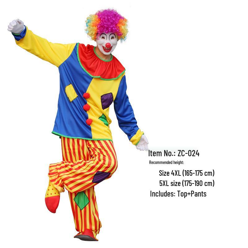 Adult Clown Cosplay Costume for Parties and Masquerades – Includes Clothes and Accessories