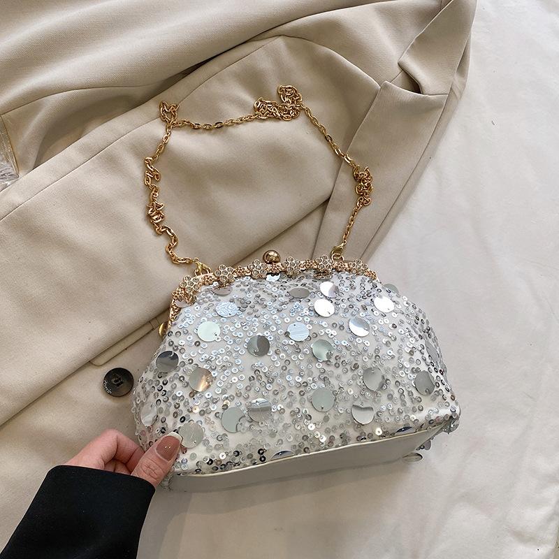 Chain Shoulder Bag with Single Strap, Stylish and Fashionable, Shell Design, Sequin Clasp, Crossbody Bag