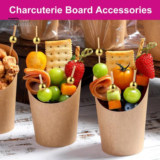Bite-sized Snack Picks 100/200Pcs Wooden Ball Toothpicks Long Cocktail Appetizers No Residue Baking Garnish Skewers with Sturdy Polished Heads