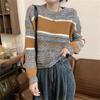 Autumn and winter new design striped short sweater women's thin meat covering soft waxy pullover knitted bottoming shirt