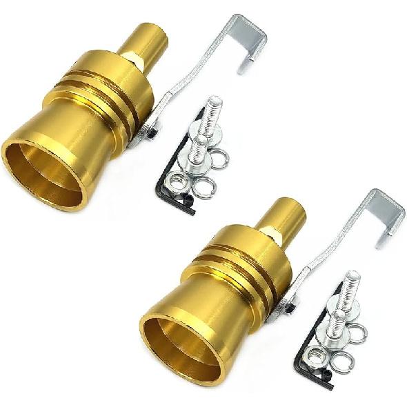 DEVMO 2Pcs XL Size Aluminum Alloy Universal Turbo Sound Exhaust Muffler Pipe Whistle Car Roar Maker (XL-Black)