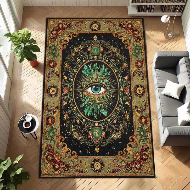 Gothic Floral Rug Purple Witch Magic Rug Elegant Purple Gothic Rug for Your Sacred Sanctuary Living Room Sofa Rug Bedroom Rug
