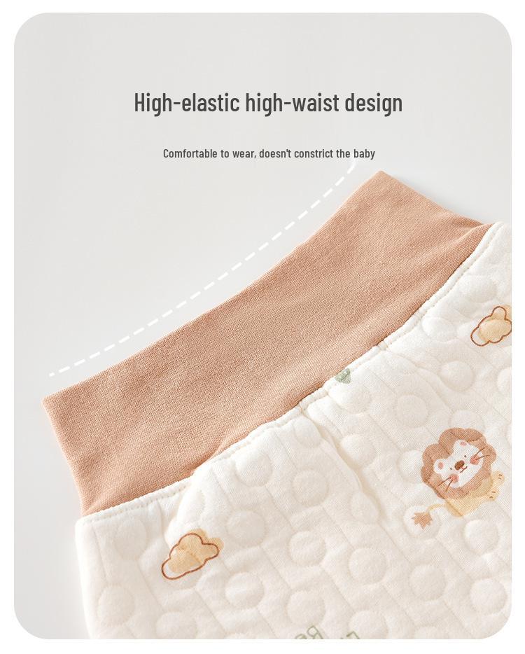 Noworodkowy Pikowany Bawełniany Zestaw Ciepłej Bielizny z Wysokim Stanem na Jesień/Zimę