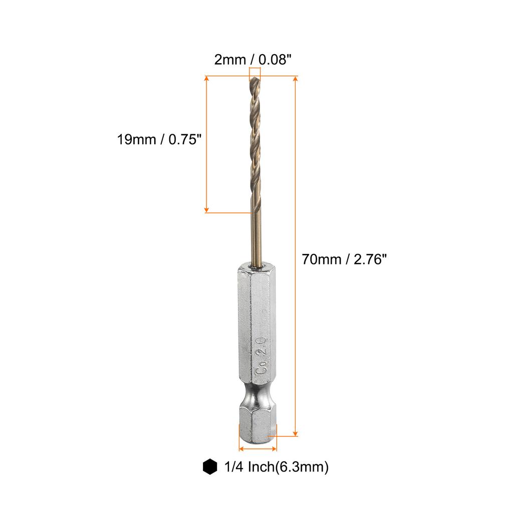 4pcs 1/1.5/2/2.5/2.8/3/3.2/3.5/4mm Twist Drill Bit M35 HSS Cobalt with Quick Change 1/4" Hex Shank Jobber Drill Bit for Metal