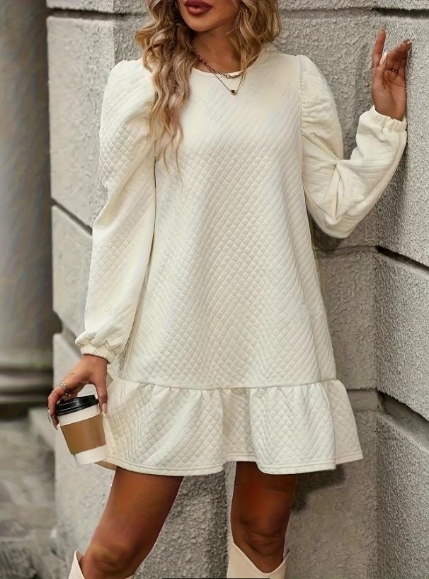 2026 Spring/Summer Women s Long Sleeve Jacquard Fashion Hoodie Dress 2XL кремовый/белый