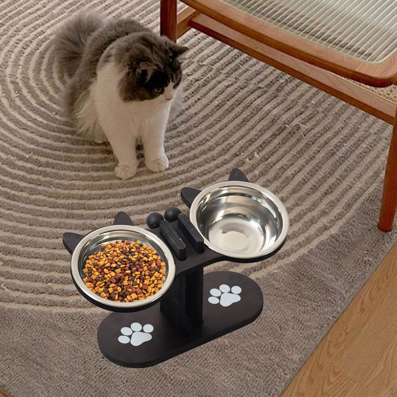 

Cat Bowls Elevated Pet Feeder Practical Dish, Convenient ,with Stand Raised for Food and Black