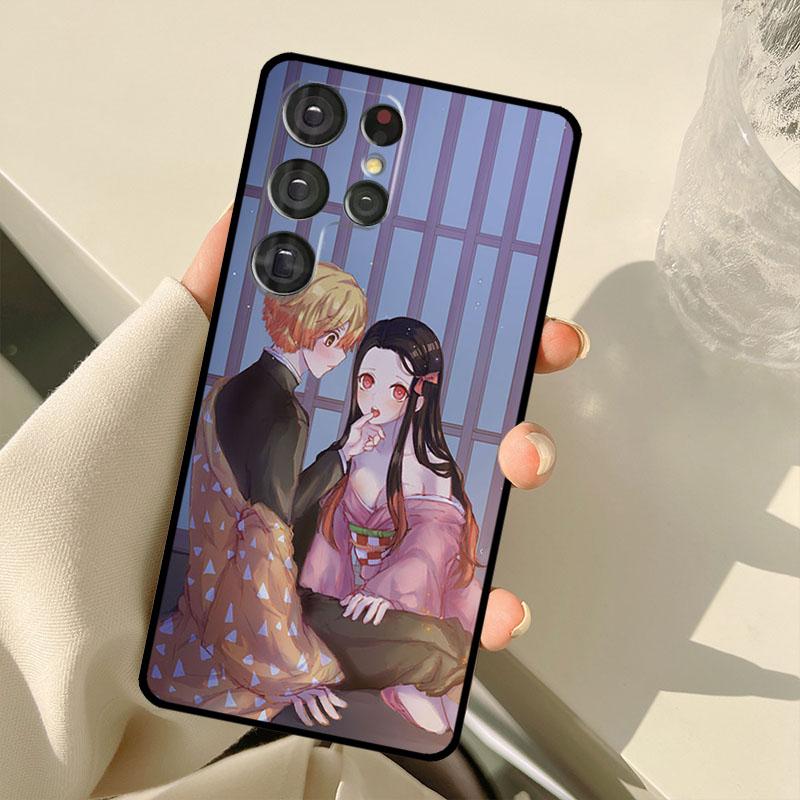 Pouzdro Demon Slayer Nezuko a Zenitsu pro Samsung Galaxy S22 Ultra S20 FE Note 20 Note 10 S8 S9 S10 Plus S21 Ultra Kryt