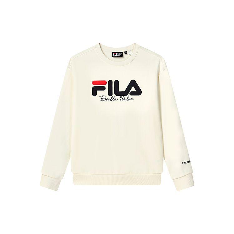 

FILA Fleece Logo Casual Loose Pullover Long Sleeve Sweatshirt Unisex sweatshirt Latex-White F51U249299FIV XXXL