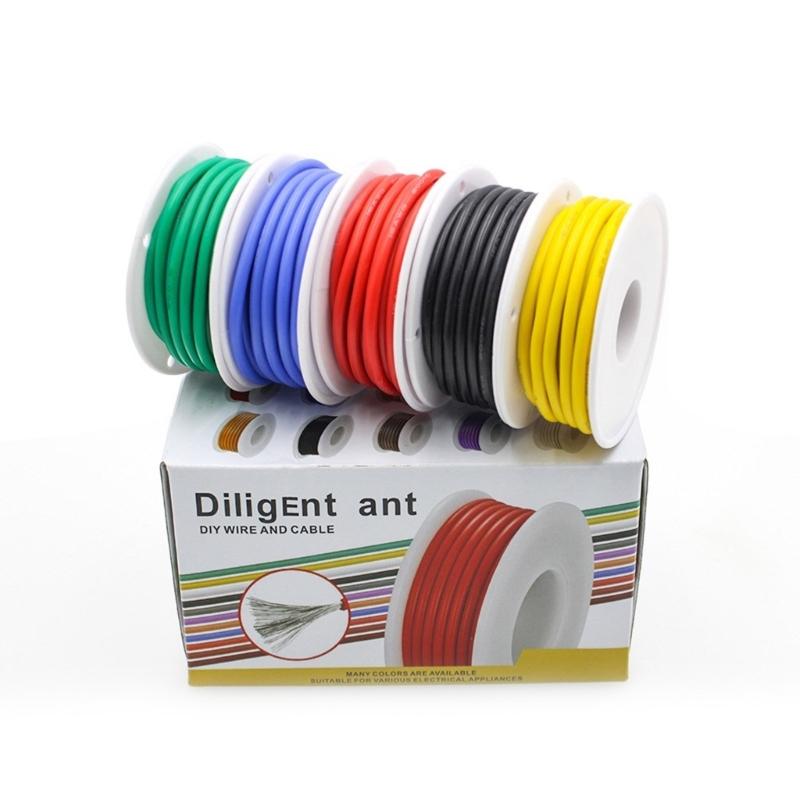 5 Spools Electrical Tinned Copper Wire Flexible Silicone Cable Suitable for Batteries and Electrical Connection