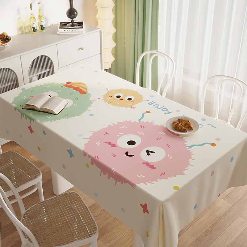 Rectangle Dining Table Tablecloth Waterproof And Oil-Proof Leave-In Cartoon Cute Wind Coffee Table Tablecloth Dining Table Cover
