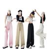 Women's Satin High-Waisted Acetate Wide-Leg Pants - Sun Protection Cool Ice Silk Drape for Short People