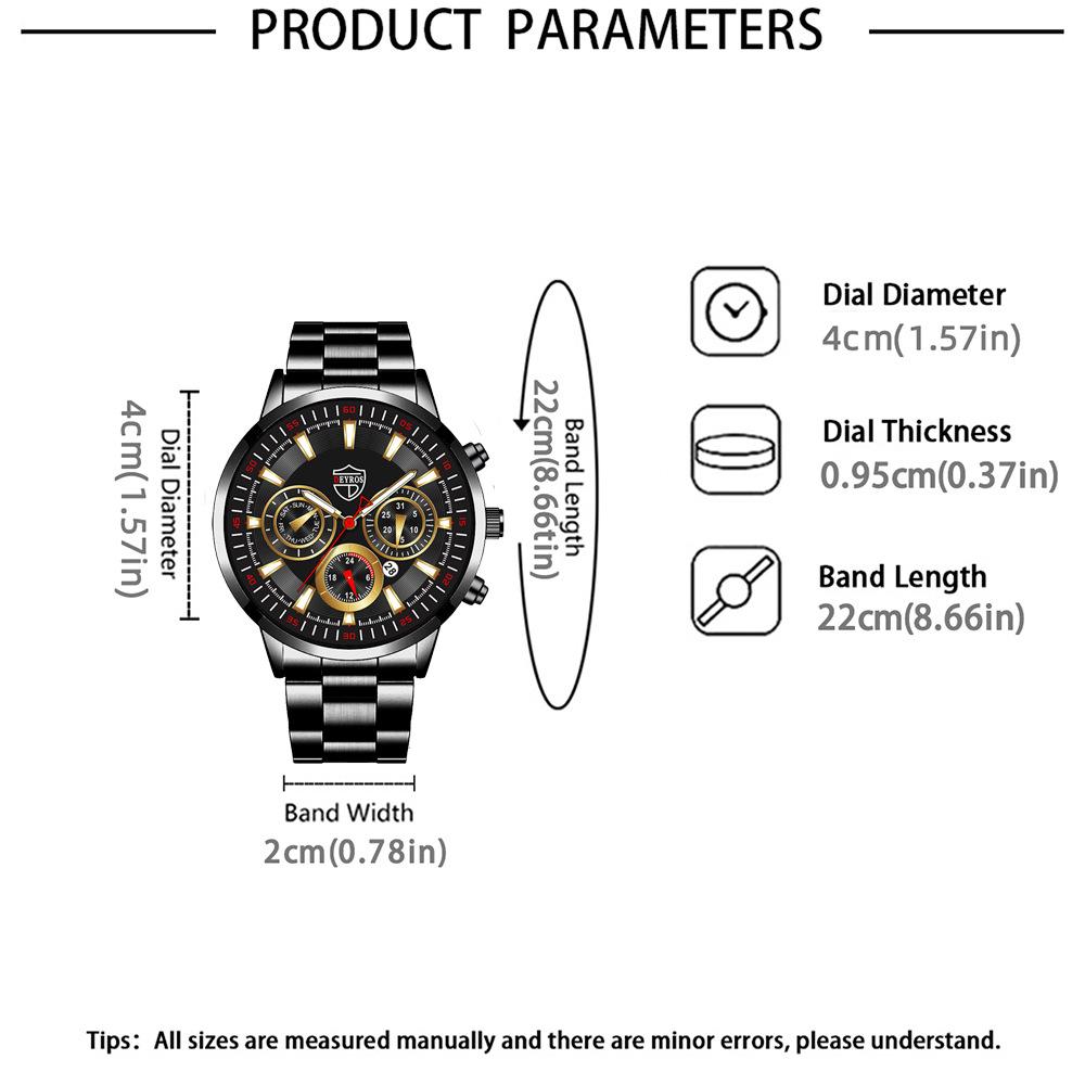 Watch Three-Piece Men'S Accessories Watch Ring Necklace Bracelet Men'S Quartz Watch