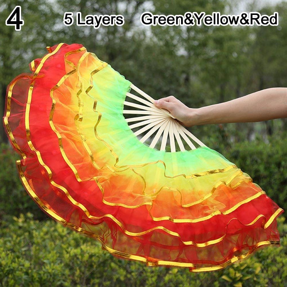 Long Imitation Dancer Practice Long Silk Fans Belly Dancing Fan Silk Fans Rayon Silk Fans