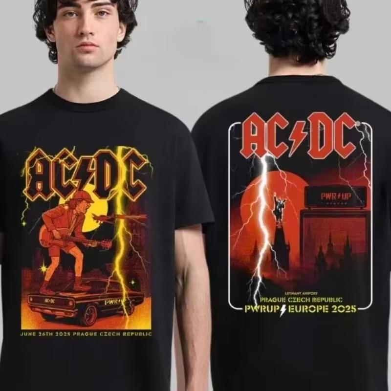 AC/DC Back in Black Back in North America PWR UP Tour 2026 Zomer Unisex T-shirt Bestseller Heren Dames Losse Katoenen Ins Y2K Tops