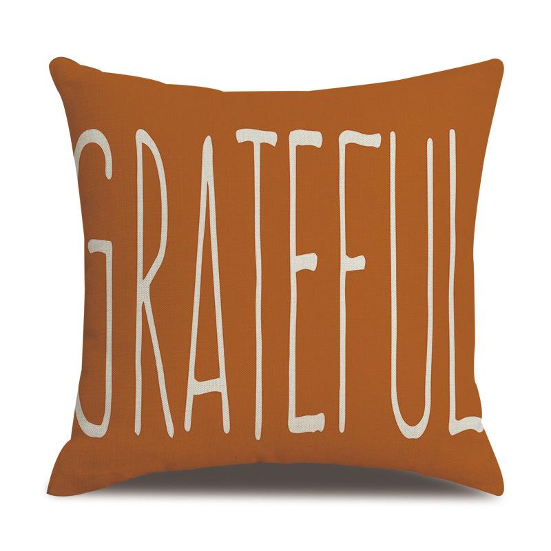 Thanksgiving Linen Pillowcase Autumn Pumpkin Print Pillow Cushion Cover