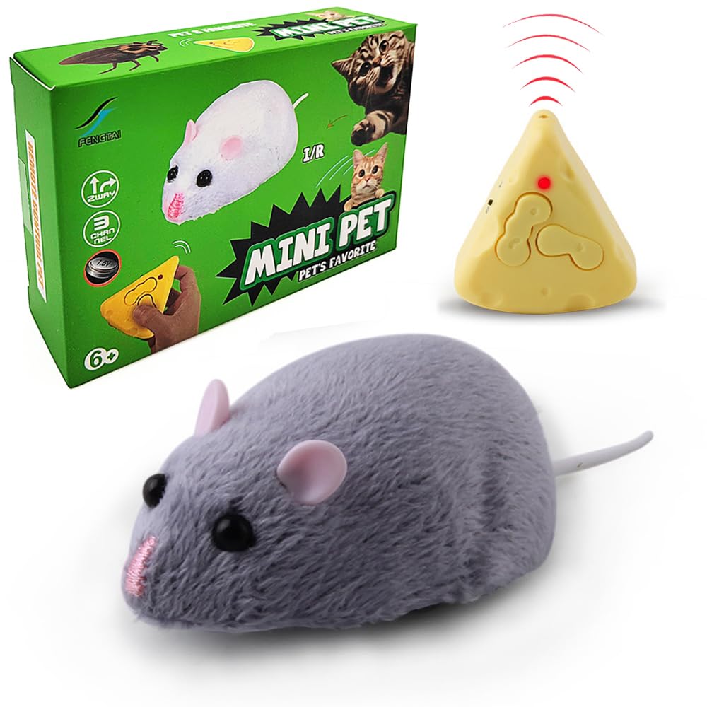 

Tipmant Mini-Sized RC Mouse Remote Control Animal Prank Scary Toy for Cats and Dogs, Kids Christmas Birthday Gift (Gray)