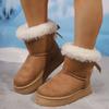 Thick Soled Snow Boots for Women, 2025 New Winter with Plush Insulation, Butterfly Knot Casual Oversized Cotton Shoes for Women
