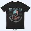 My Demons Know I Fight Back Skull Ptsd Awareness Black T-Shirt