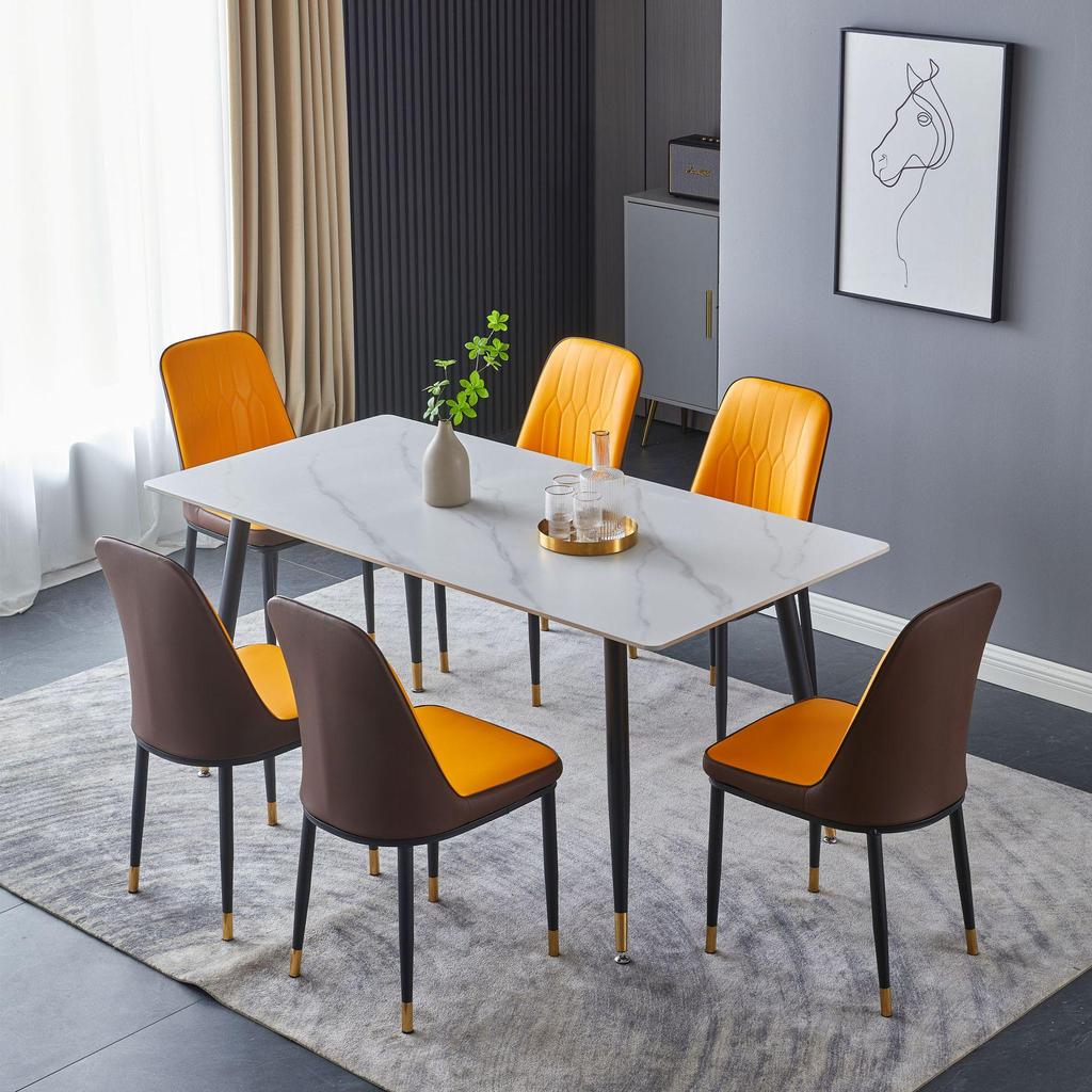 Modern Minimalist Italian Rock Slab Dining Table Set for Small Apartments