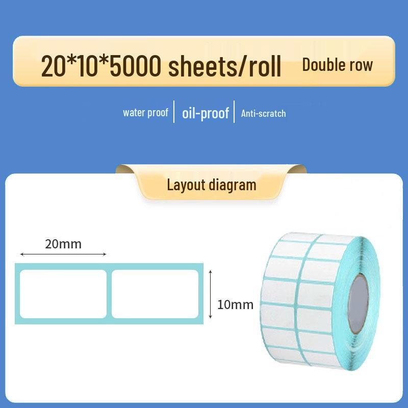 Double Row Thermal Paper Self-Adhesive Labels for QR Code & Barcode Printing, Water/Oil/Heat-Resistant, Free Shipping