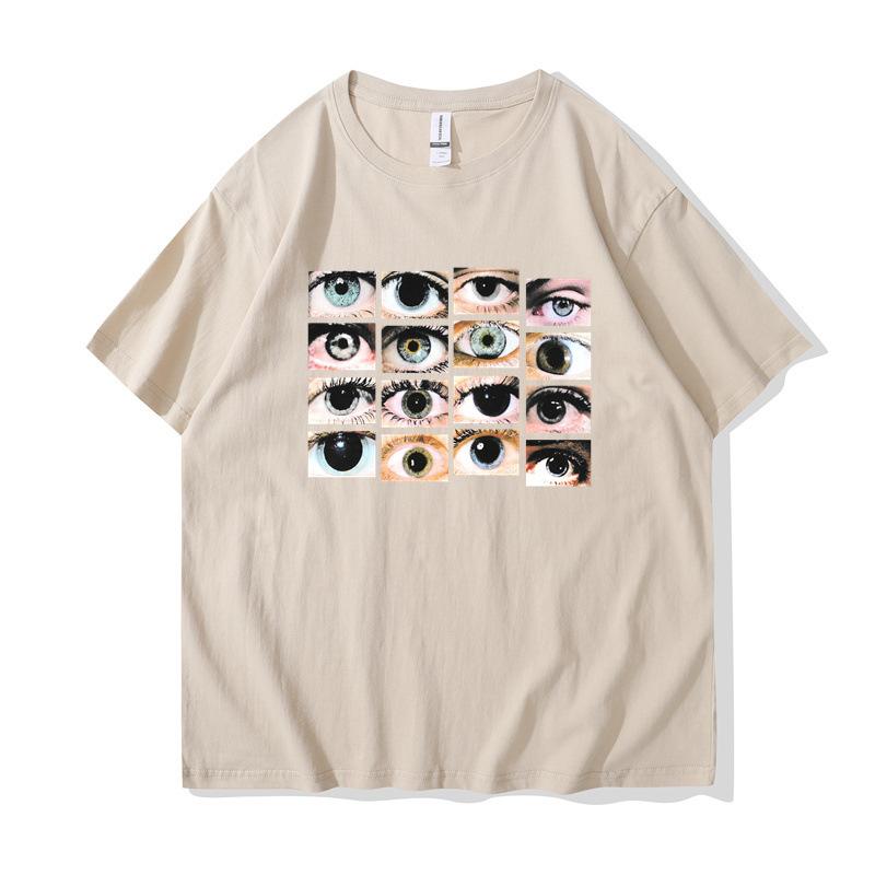 Augenmuster, personalisiertes Rundhals-T-Shirt im Harajuku-Stil, 2D-Druck, Unisex-T-Shirts für Herren und Damen