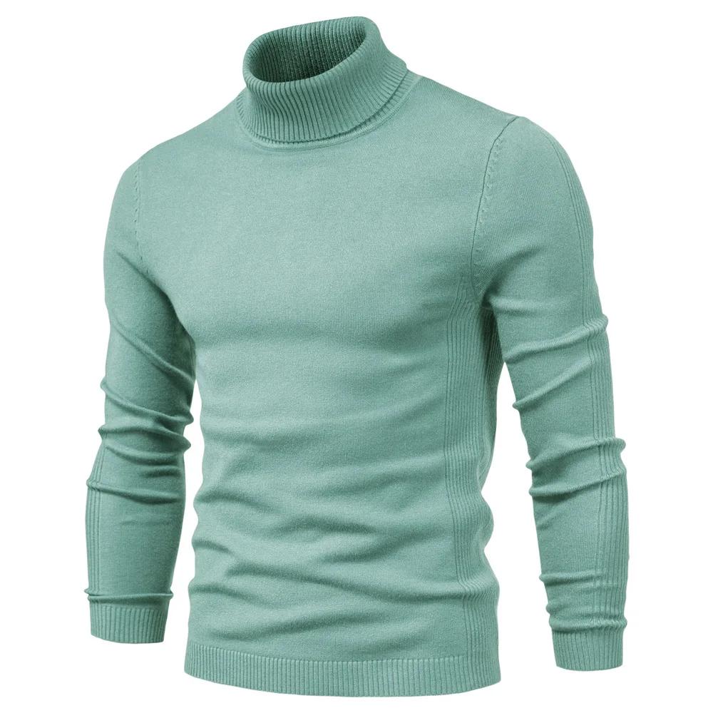 Spring and Autumn Semi-turtleneck Men's Solid Color Round Middle Neck Sweater Foreign Trade Men's Casual Knitted Sweater Thread