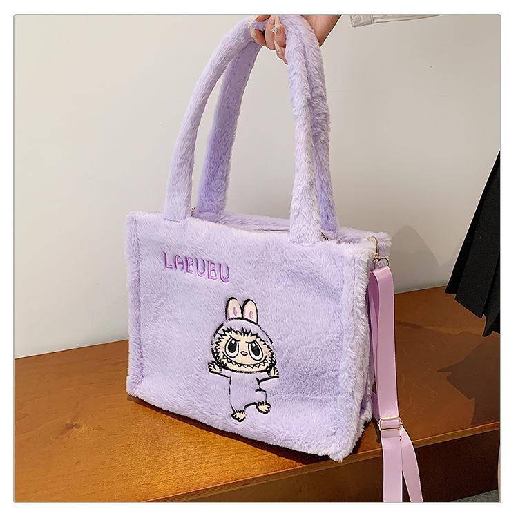 Labubu plysj skulderveske for kvinner, sminkeveske, søt ins håndveske, bursdagsgave