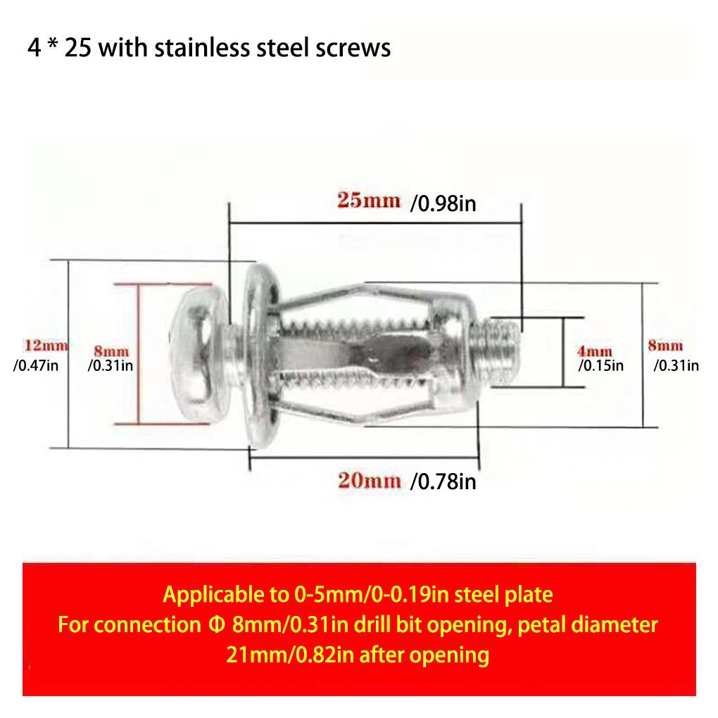 Petal Rivets Wear-resistant Lock Nut Threaded Screw Bolts Hollow Stainless Steel Rivet Coated for Fixed License Plate