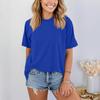 Women Fashionable Short Sleeve Soild Casual Basic  Pullover T-shirt Top