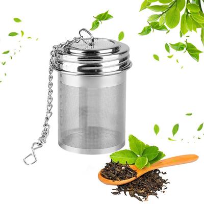 1 st Cylinderformad Teblads-infuser i Rostfritt Stål Sil Kryddörtste-kanna Återanvändbart Nätfilter Hemköksaccessoarer