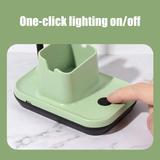 Table Lamp LED No Blue Light Flicker Free Flexible 360 Degree Adjustable Neck USB Charging Desk Light with Mobile Phone Holder
