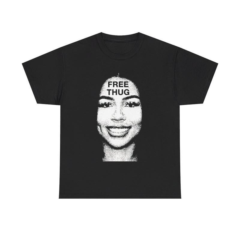 Free Thug Portrait Graphic Black Short Sleeve Tee