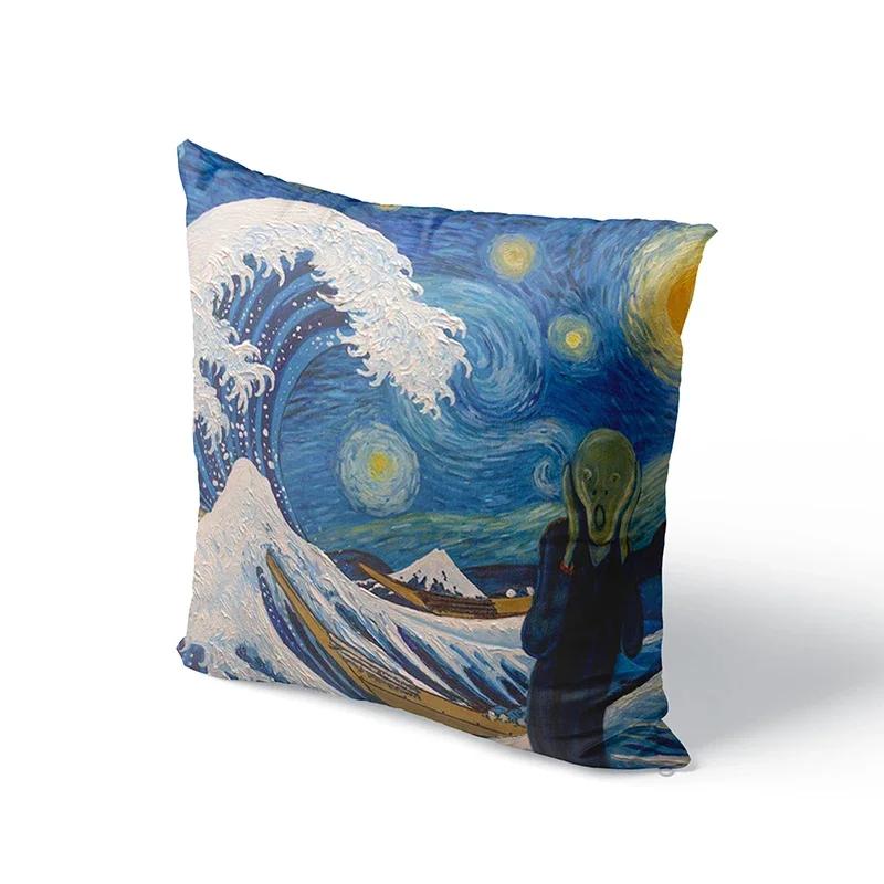 Oil Painting Pillowcase Sofa Cushion Cover Sunflower Throw Pillow Cover Wedding Party Home Decor